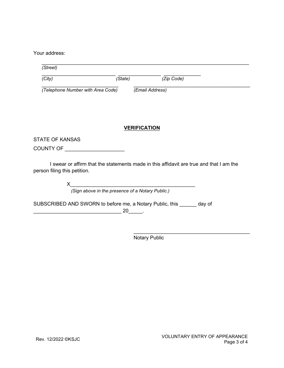 Voluntary Entry of Appearance - Kansas, Page 3