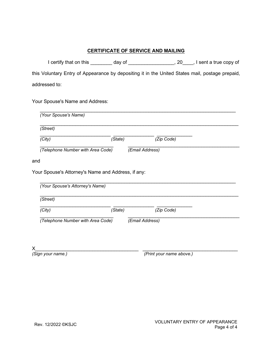 Voluntary Entry of Appearance - Kansas, Page 4