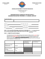 Designation of Adequate Water Supply Annual Report Form - Arizona