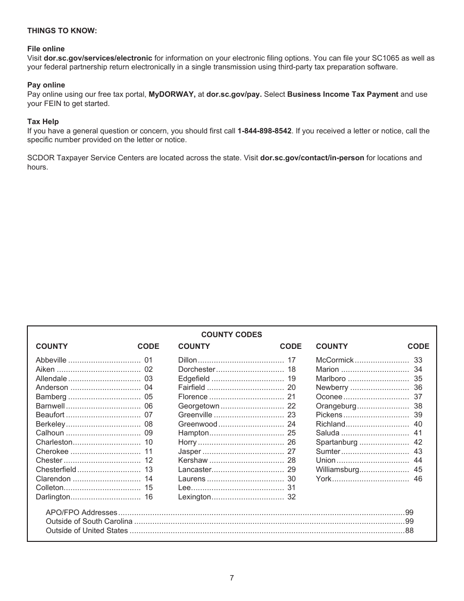 Form SC1065 Partnership Return - South Carolina, Page 9