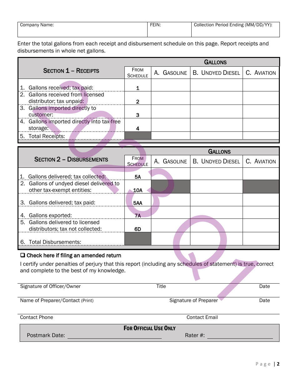 Form CVO-102 Distributor Fuel Tax Return - Quarter 1 - Vermont, Page 2