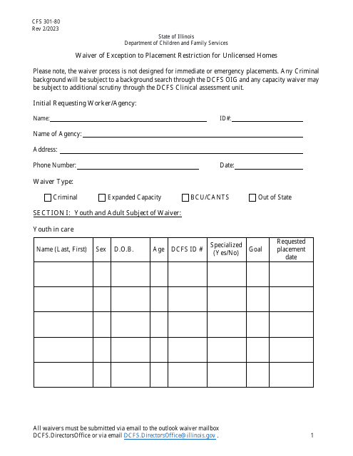 Form CFS301-80  Printable Pdf