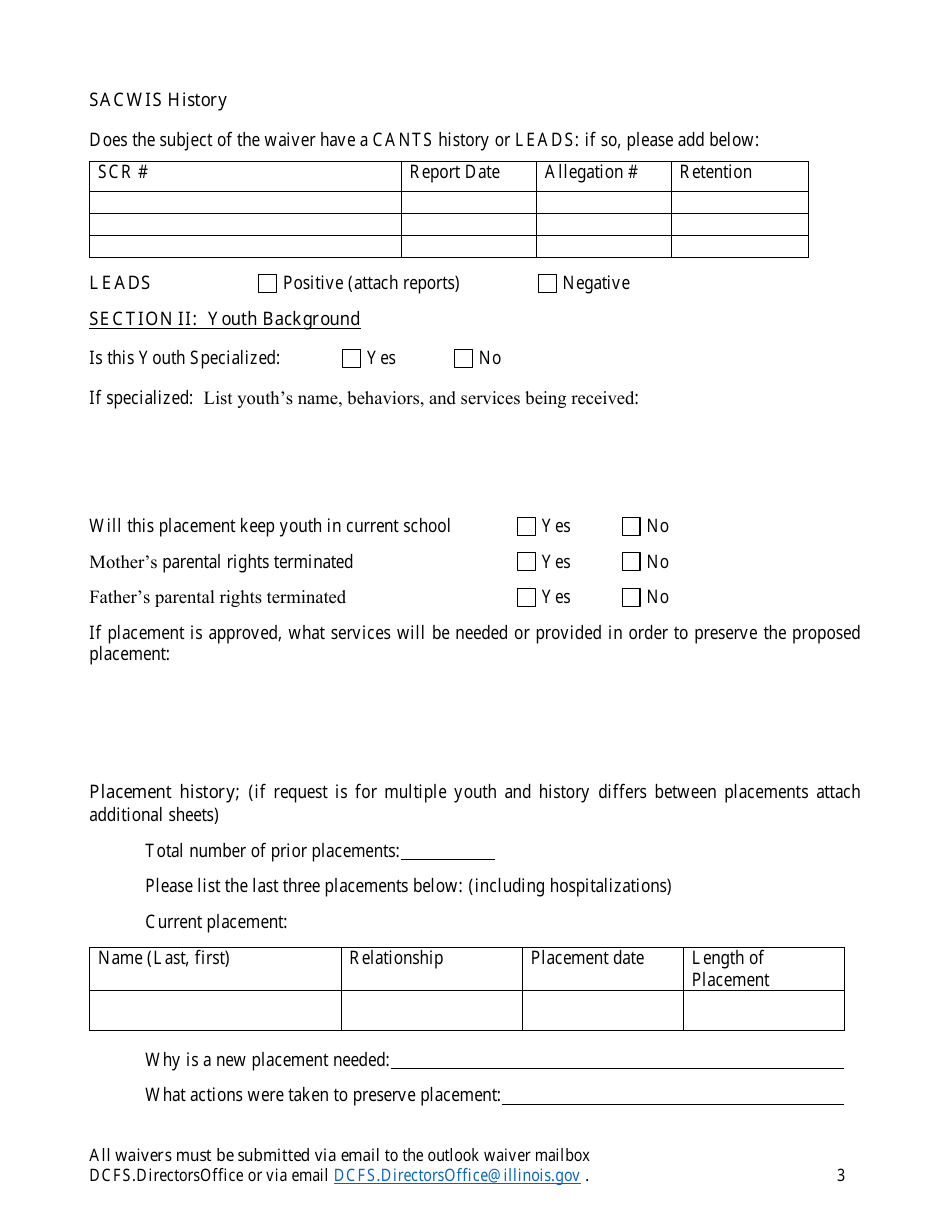 Form CFS301-80 Waiver of Exception to Placement Restriction for Unlicensed Homes - Illinois, Page 3