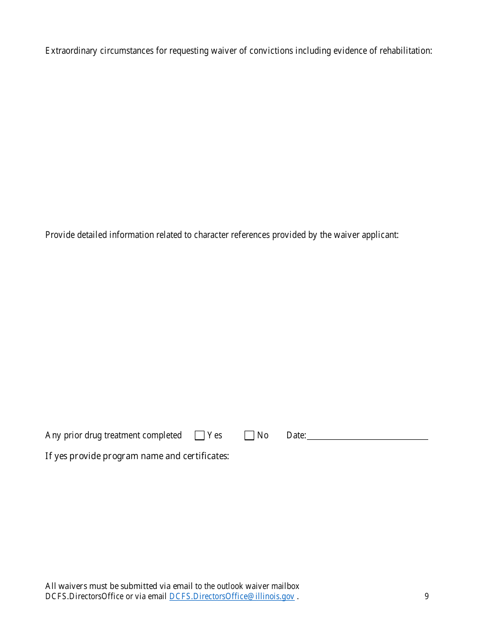 Form CFS301-80 Waiver of Exception to Placement Restriction for Unlicensed Homes - Illinois, Page 9