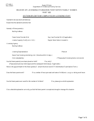 Document preview: Form CFS402-1 Part 402 Waiver of Licensing Standards for Foster Family Homes - Illinois
