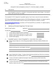 Form CFS591 Request for Expanded Capacity Foster Home License - Illinois