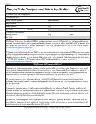 Form CAT539 (129) Oregon State Overpayment Waiver Application - Oregon