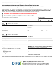 Document preview: Form FIS2041A Additional Branch Office Listing for Deferred Presentment Service Providers - Michigan