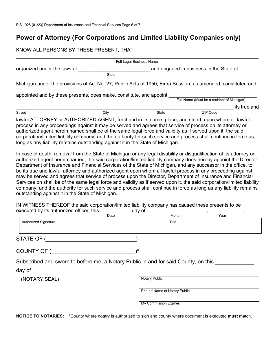 Form FIS1028 Sales Finance Company License Application - Michigan, Page 9