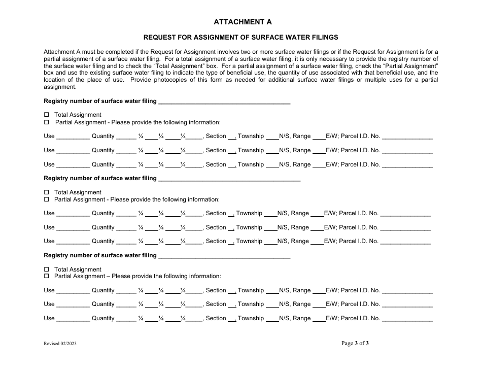 Request for Assignment of Surface Water Filings - Arizona, Page 3