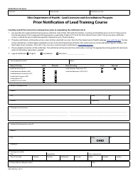 Document preview: Form HEA5536 Prior Notification of Lead Training Course - Lead Licensure and Accreditation Program - Ohio