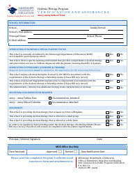 Document preview: Verification and Assurances - Dyslexia Therapy Program - Mississippi, 2024