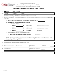 Document preview: Form HEA5143 Emergency Worker Dosimeter Limit Change - Ohio