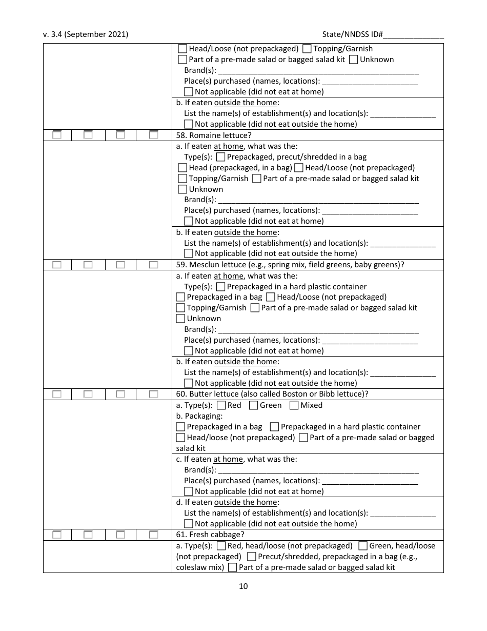 Cyclosporiasis National Hypothesis Generating Questionnaire - New Jersey, Page 10