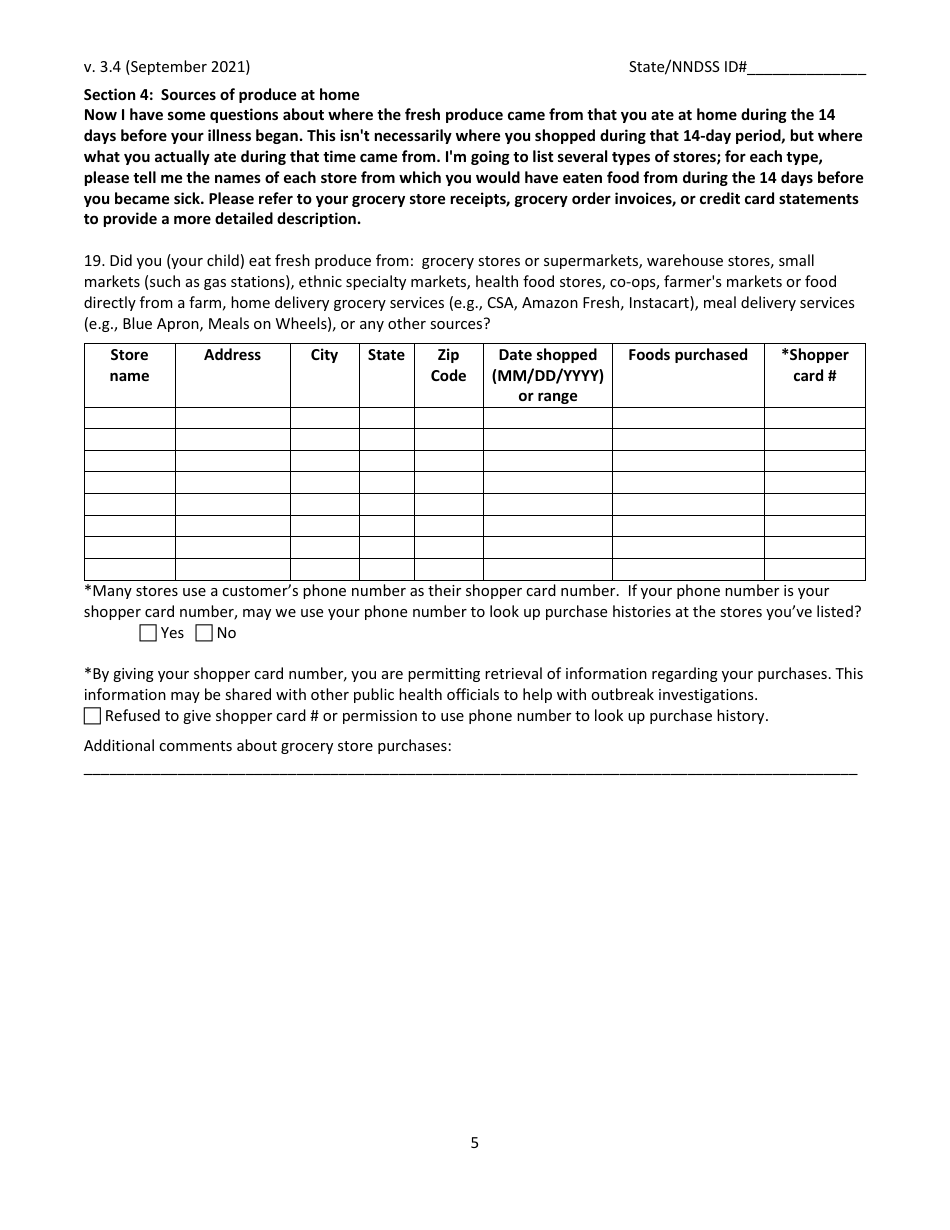 cyclosporiasis national hypothesis generating questionnaire