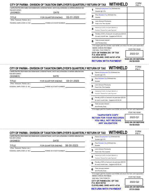 Form PW-1 2023 Printable Pdf