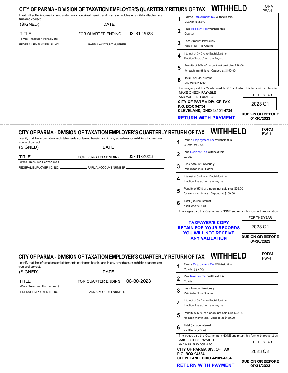 Form PW-1 - 2023 - Fill Out, Sign Online and Download Printable PDF ...