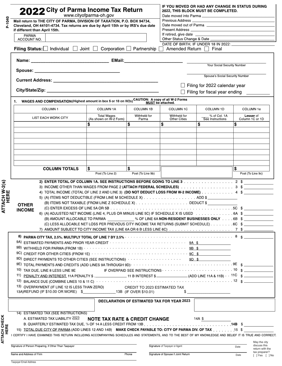 Form P 1040 2022 Fill Out Sign Online And Download Printable PDF