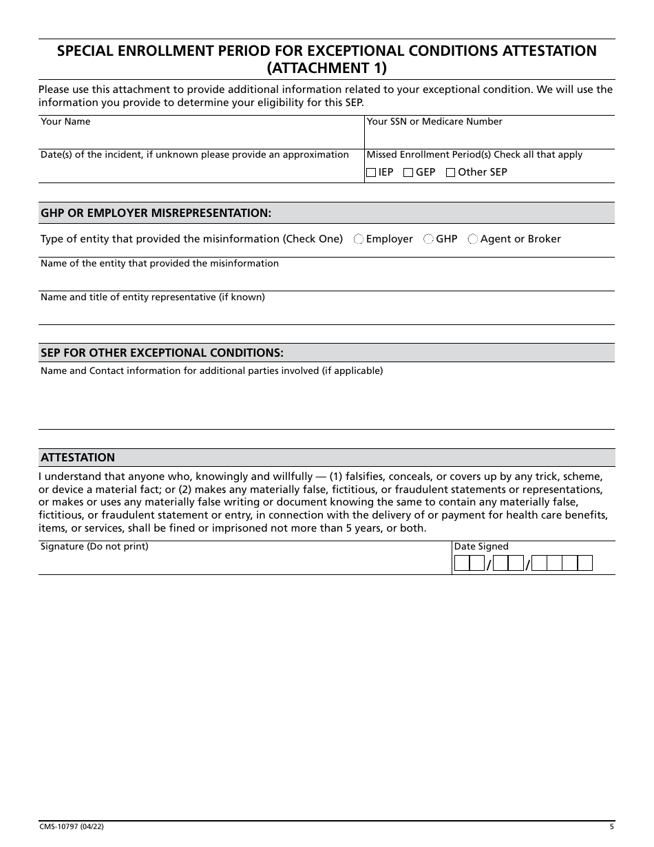 Form CMS-10797 - Fill Out, Sign Online And Download Fillable PDF ...