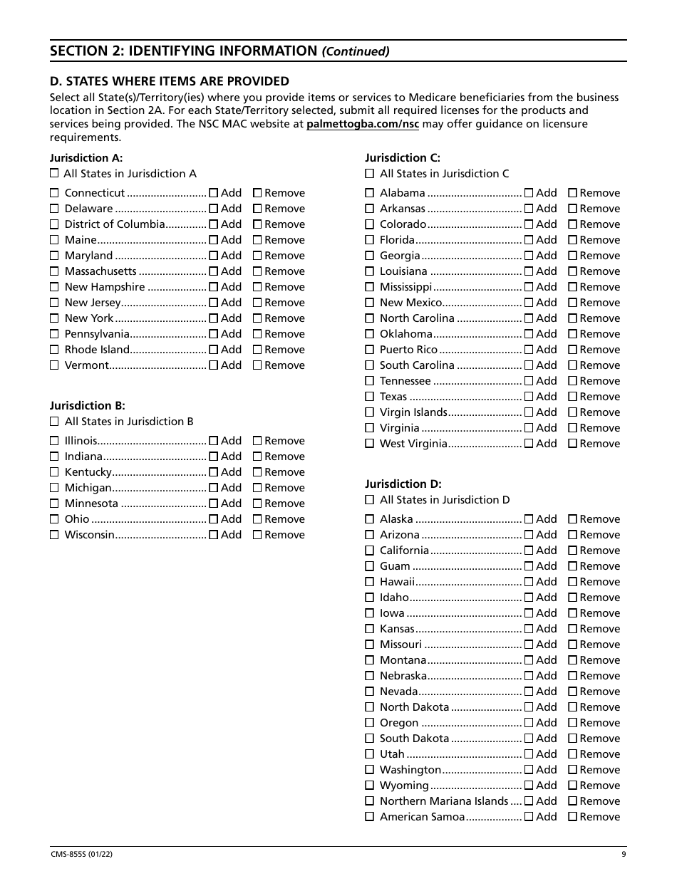 Form CMS-855S Medicare Enrollment Application - Durable Medical Equipment, Prosthetics, Orthotics, and Supplies (Dmepos) Suppliers, Page 10
