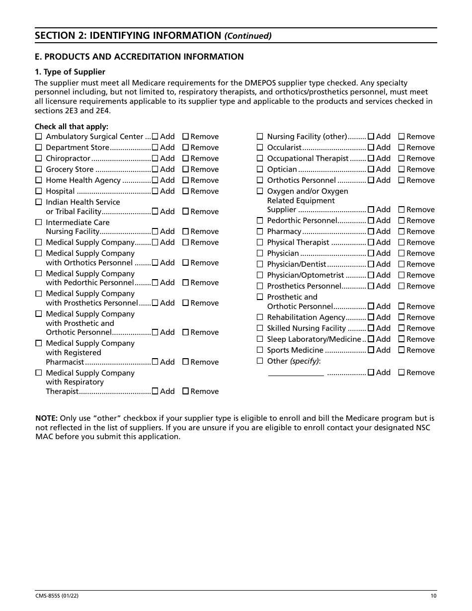 Form CMS-855S Medicare Enrollment Application - Durable Medical Equipment, Prosthetics, Orthotics, and Supplies (Dmepos) Suppliers, Page 11