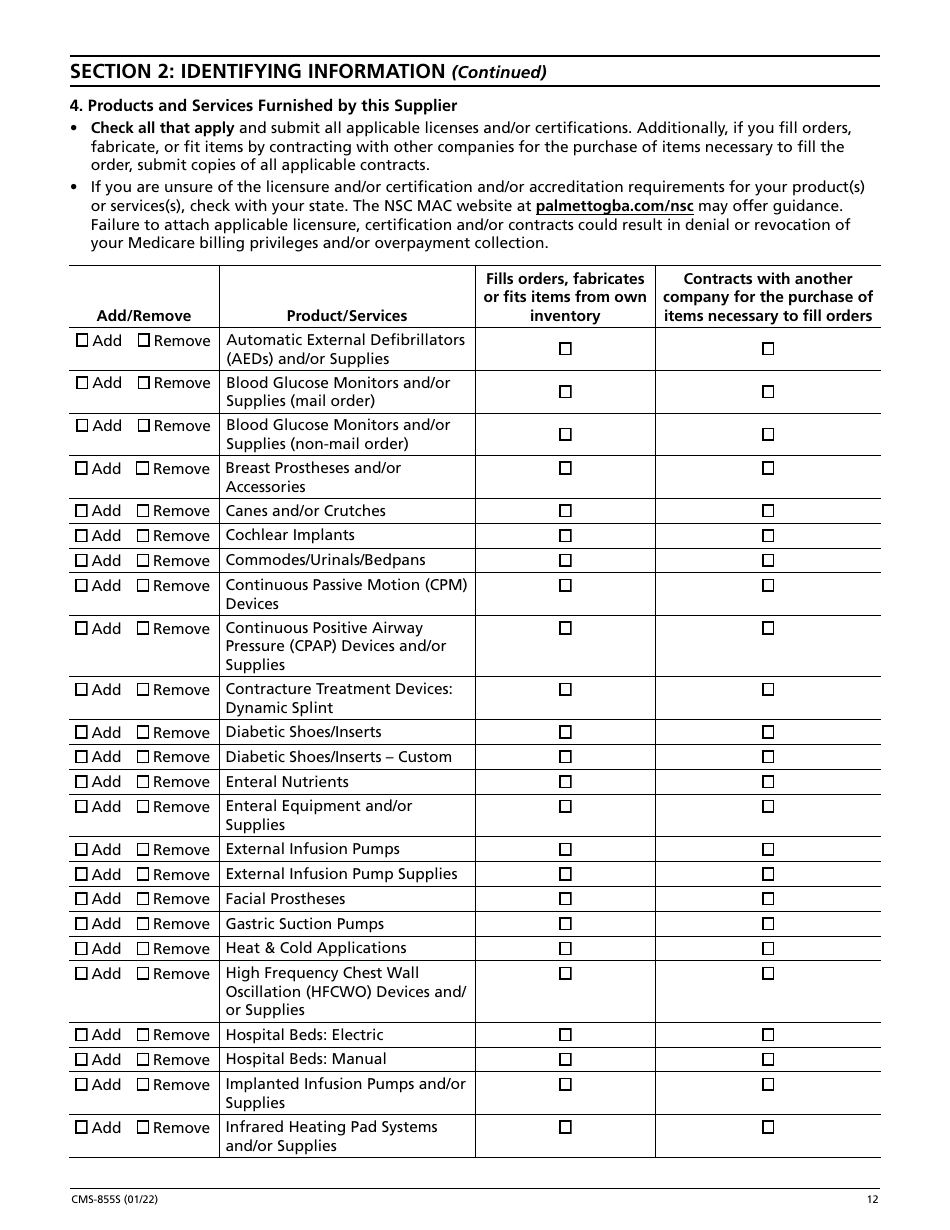 Form CMS-855S Medicare Enrollment Application - Durable Medical Equipment, Prosthetics, Orthotics, and Supplies (Dmepos) Suppliers, Page 13