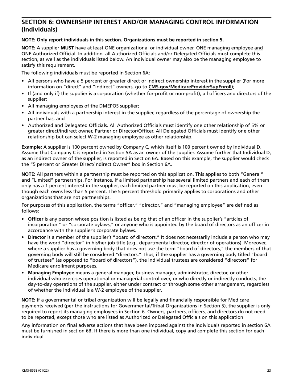 Form CMS-855S Medicare Enrollment Application - Durable Medical Equipment, Prosthetics, Orthotics, and Supplies (Dmepos) Suppliers, Page 24