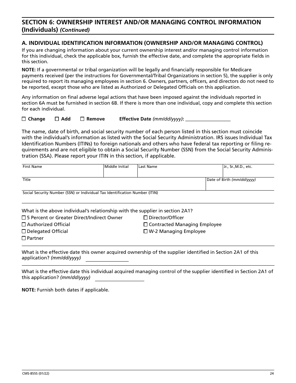 Form CMS-855S Medicare Enrollment Application - Durable Medical Equipment, Prosthetics, Orthotics, and Supplies (Dmepos) Suppliers, Page 25