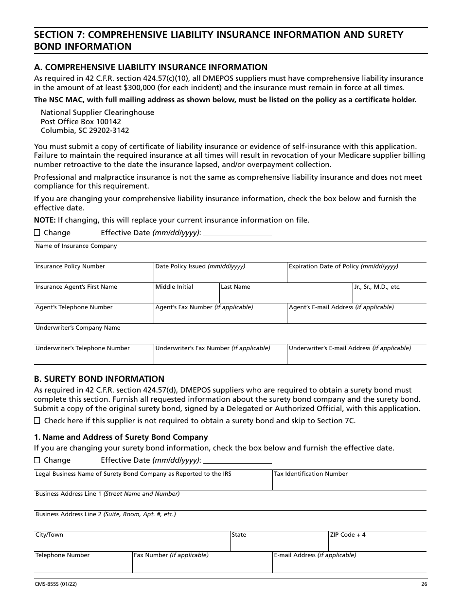 Form CMS-855S Medicare Enrollment Application - Durable Medical Equipment, Prosthetics, Orthotics, and Supplies (Dmepos) Suppliers, Page 27