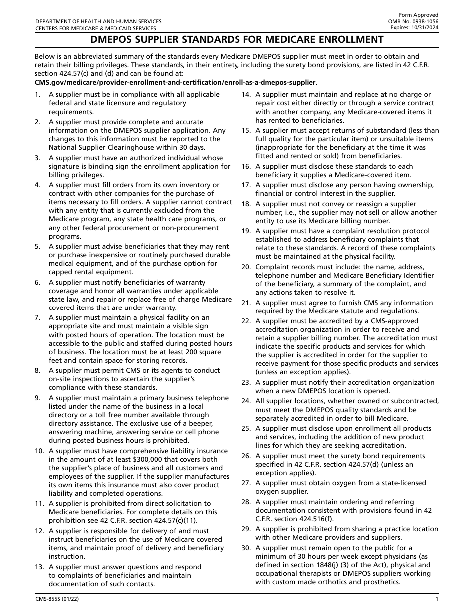 Form CMS-855S Medicare Enrollment Application - Durable Medical Equipment, Prosthetics, Orthotics, and Supplies (Dmepos) Suppliers, Page 2
