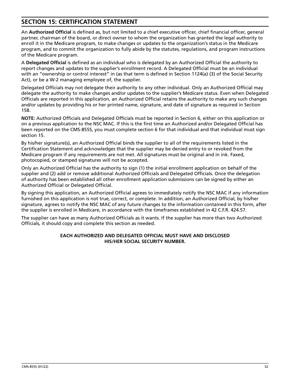 Form CMS-855S Medicare Enrollment Application - Durable Medical Equipment, Prosthetics, Orthotics, and Supplies (Dmepos) Suppliers, Page 33