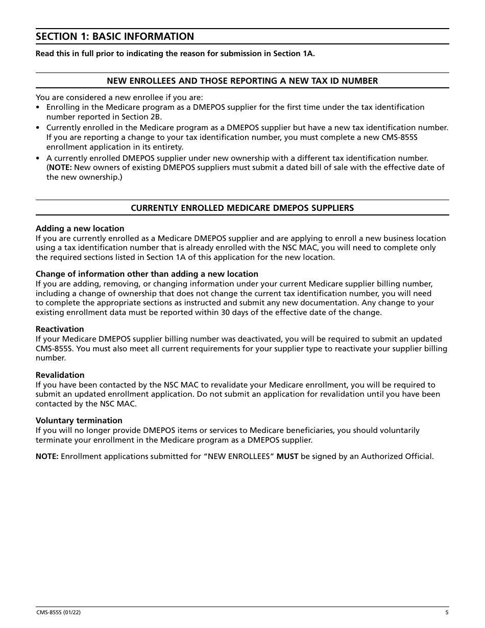 Form CMS-855S Medicare Enrollment Application - Durable Medical Equipment, Prosthetics, Orthotics, and Supplies (Dmepos) Suppliers, Page 6
