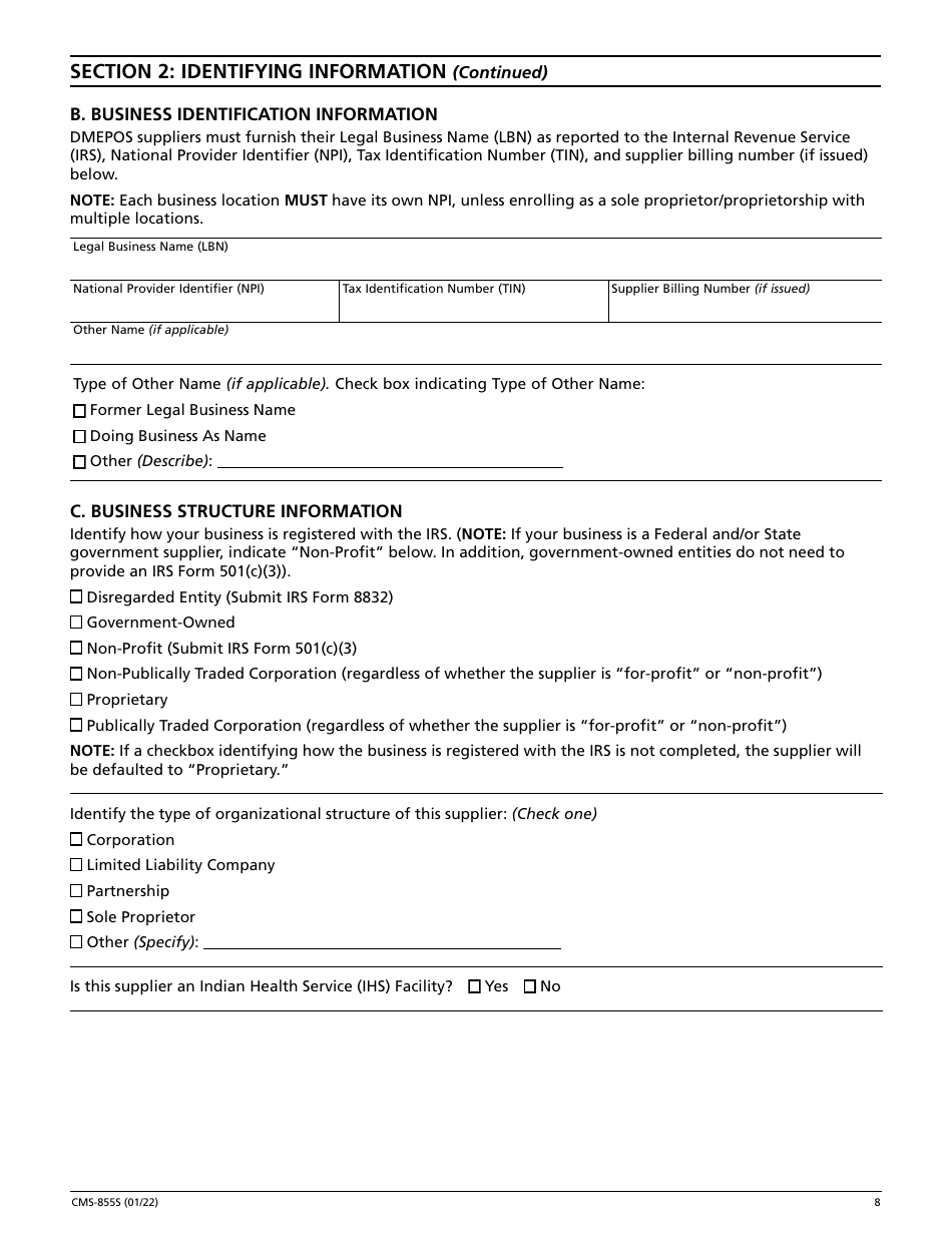 Form CMS-855S Medicare Enrollment Application - Durable Medical Equipment, Prosthetics, Orthotics, and Supplies (Dmepos) Suppliers, Page 9