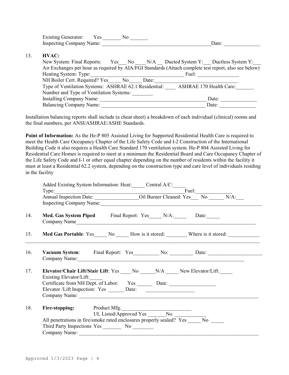 Dhhs Final Inspection for Licensure (Life Safety  Physical Environment) - New Hampshire, Page 4