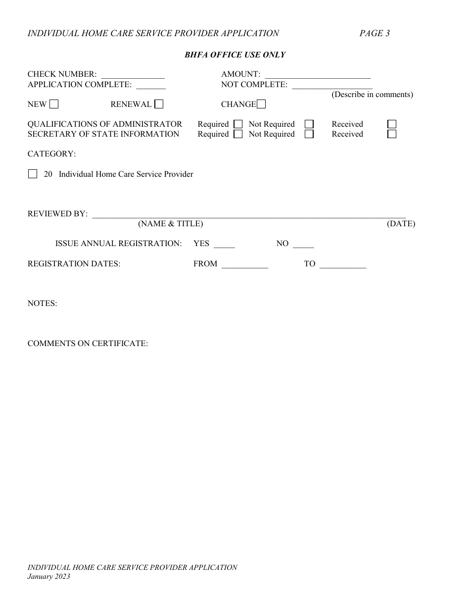 Application for Individual Home Care Service Provider Registration - New Hampshire, Page 3