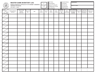 Form SFN9935 Master Game Inventory Log - North Dakota