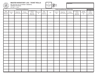 Form SFN9861 Master Inventory Log - Ticket Rolls - North Dakota