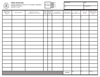 Form SFN9932 Prize Register - North Dakota