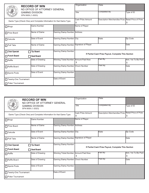 Form SFN9939  Printable Pdf