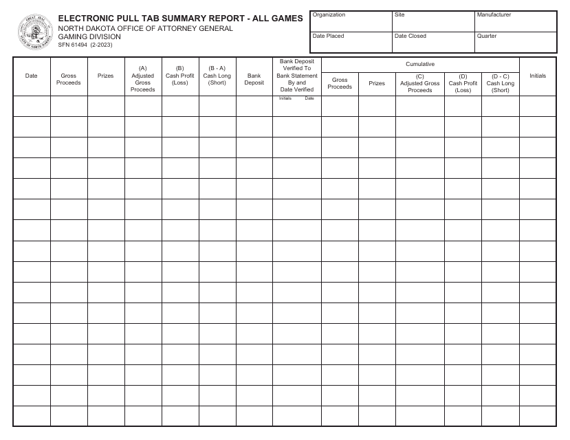 Form SFN61494  Printable Pdf