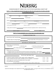 Endorsement Form for Certified Nursing Assistant - Nevada, Page 2