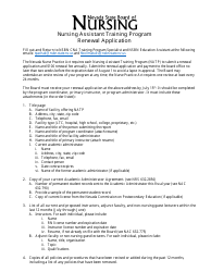 Nursing Assistant Training Program Renewal Application - Nevada