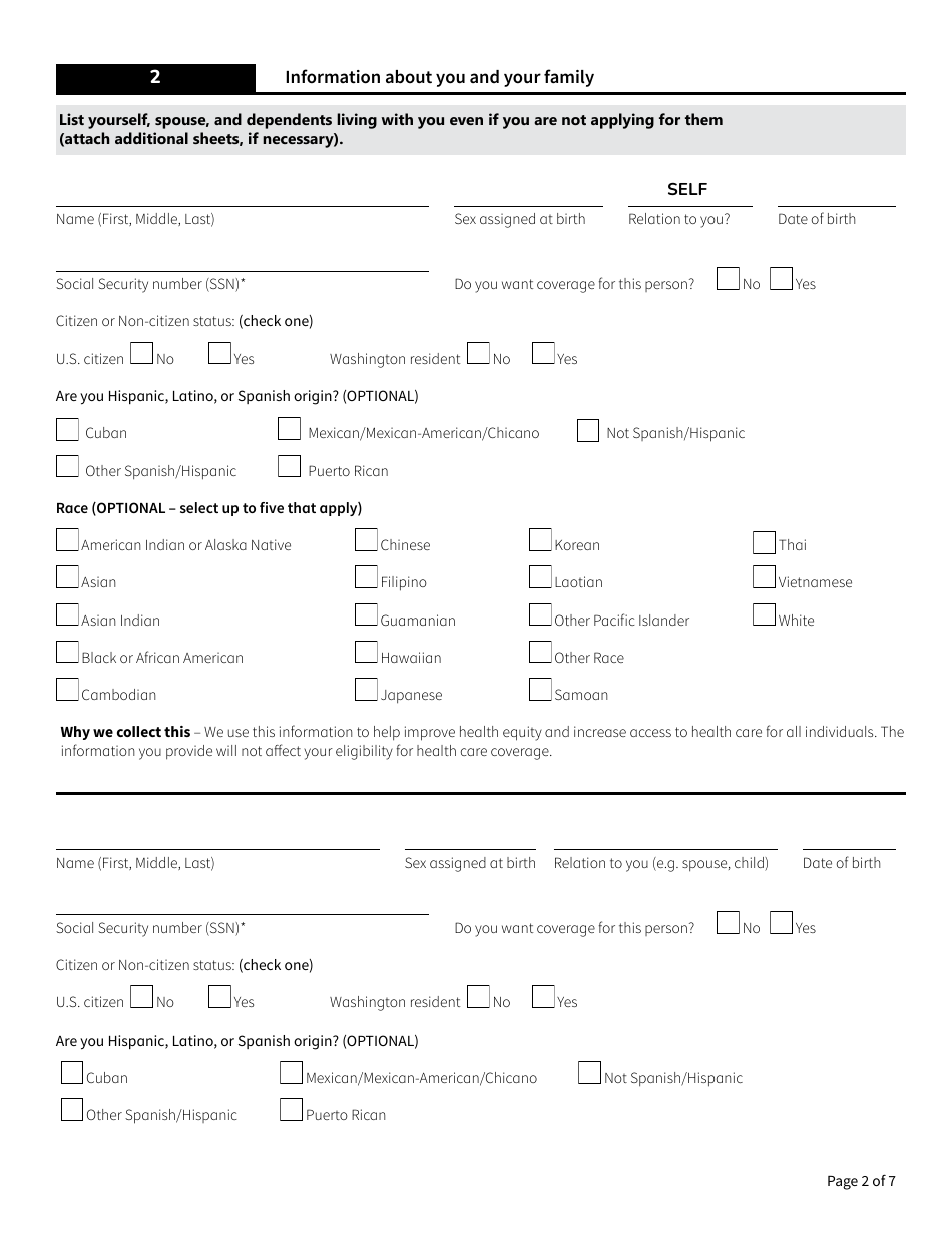 Form HCA13-691 Application for Medicare Savings Programs - Washington, Page 2