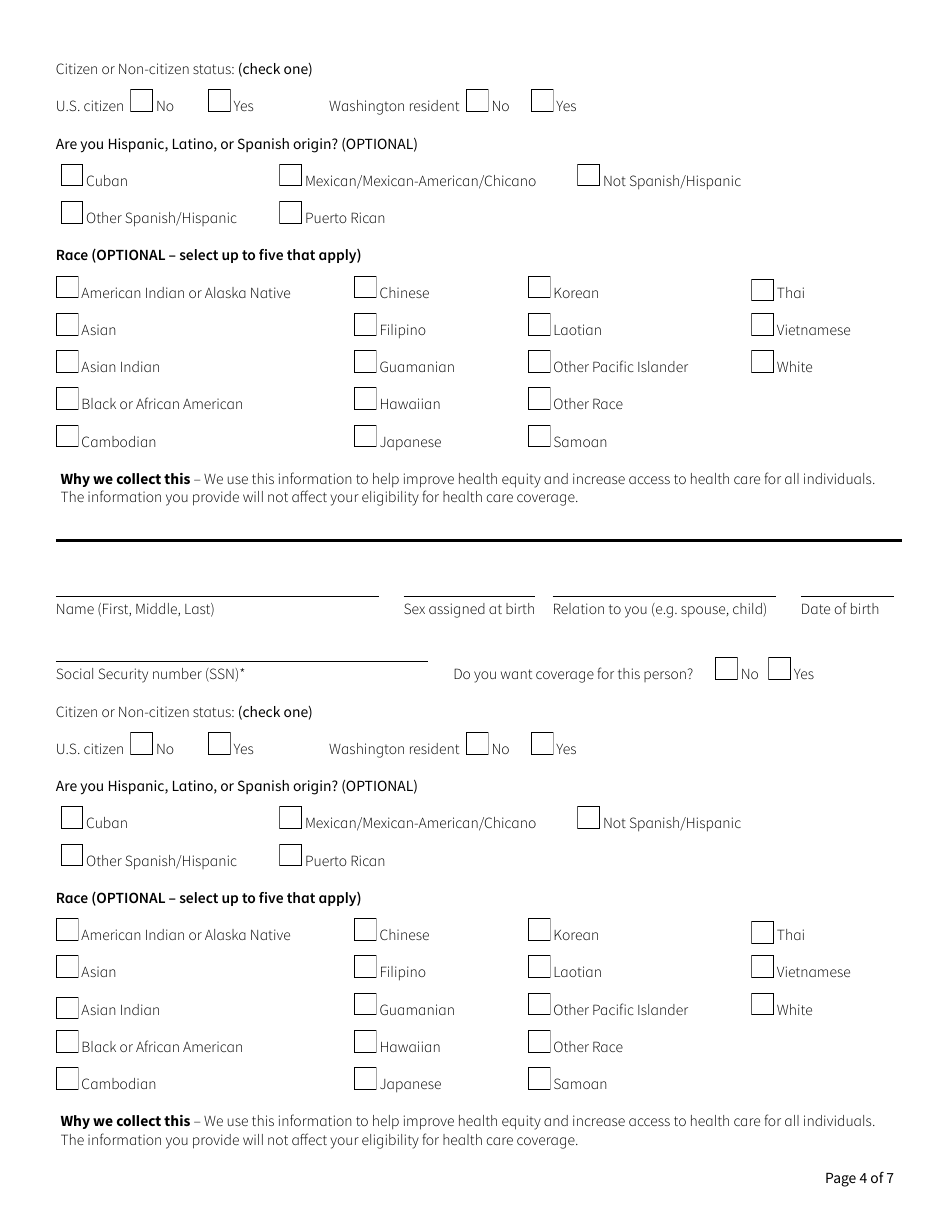 Form HCA13-691 Application for Medicare Savings Programs - Washington, Page 4