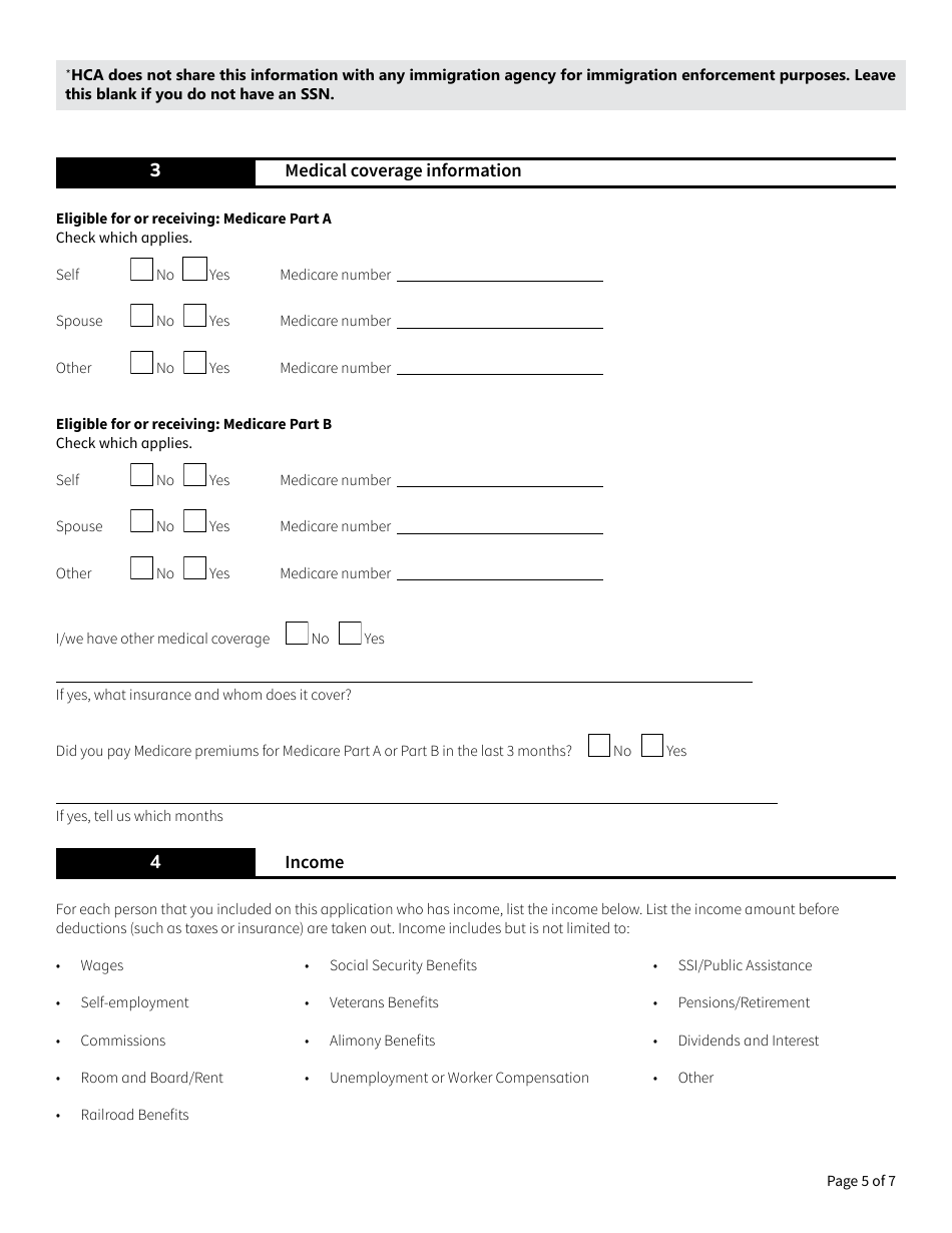 Form HCA13-691 Application for Medicare Savings Programs - Washington, Page 5