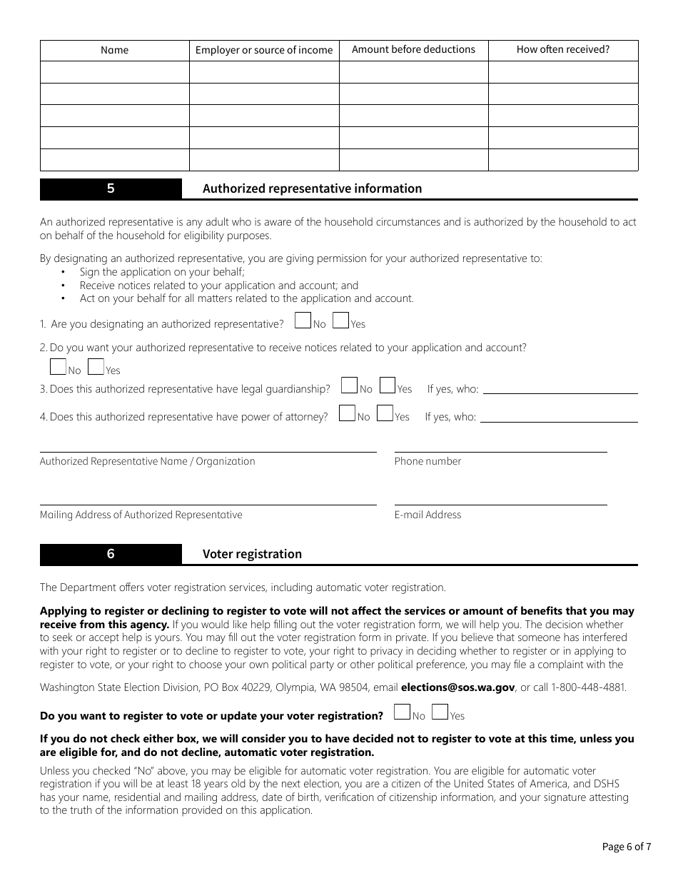 Form HCA13-691 Application for Medicare Savings Programs - Washington, Page 6