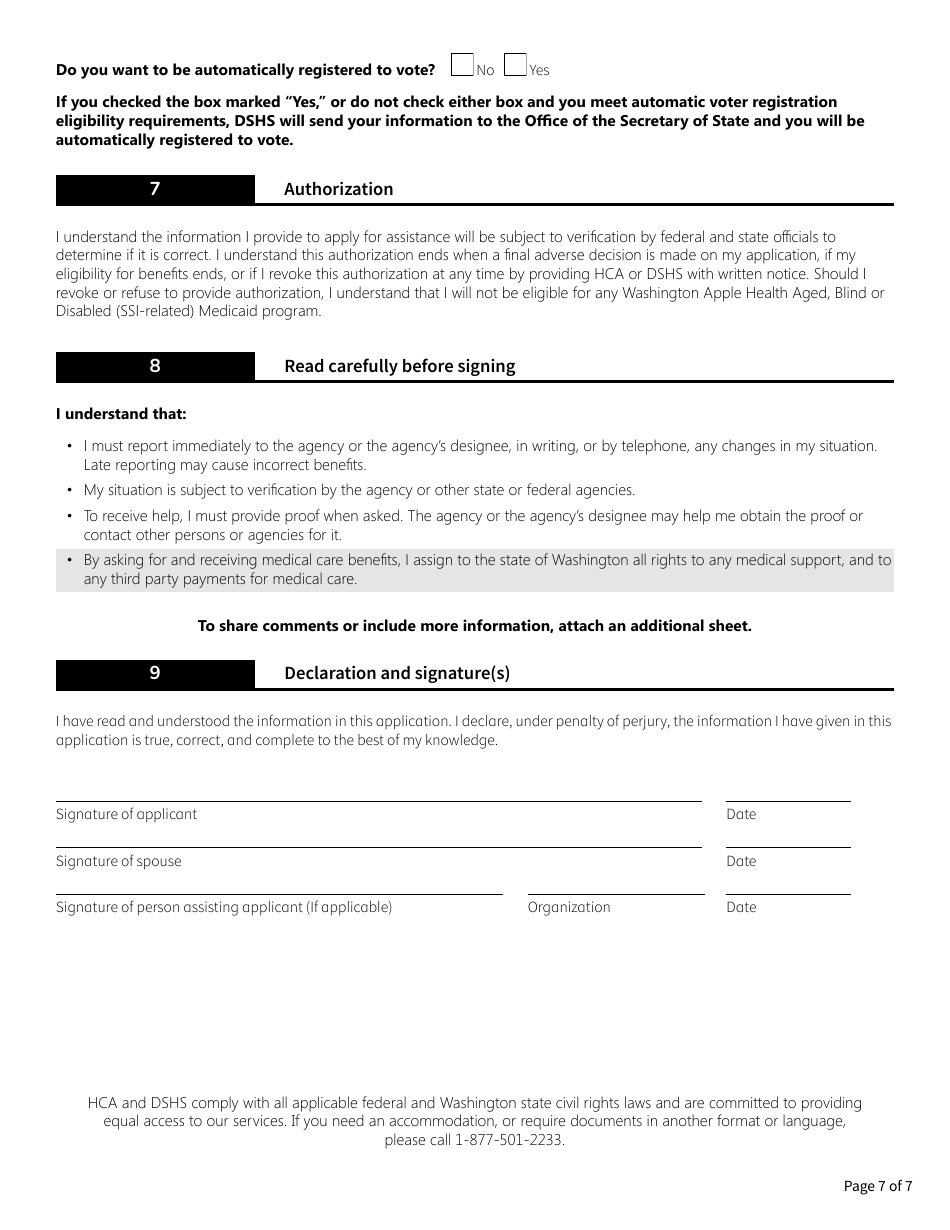 Form HCA13-691 Application for Medicare Savings Programs - Washington, Page 7
