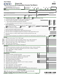 Document preview: Form 41S (EFO00028) S Corporation Income Tax Return - Idaho, 2022