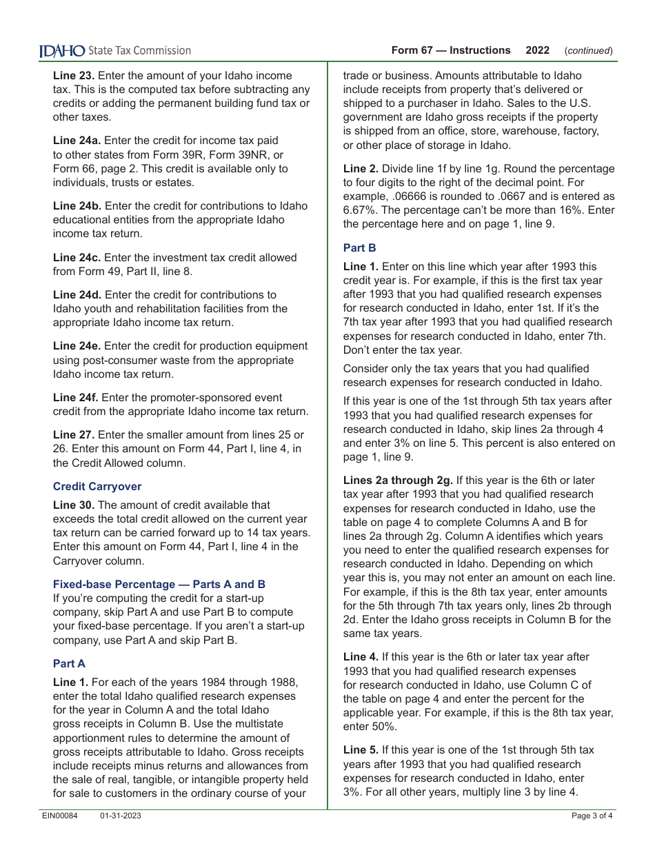 Form 67 (EFO00037) Credit for Idaho Research Activities - Idaho, Page 5