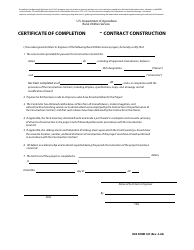 RUS Form 187 Certificate of Completion - Contract Construction
